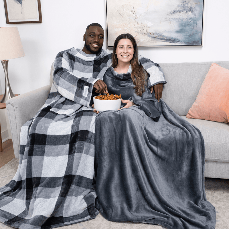 Snuggie Reversible - Grey and Plaid